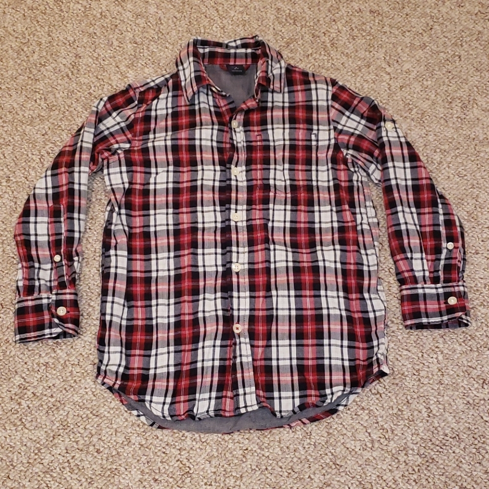 Boys Gap button down red plaid shirt top